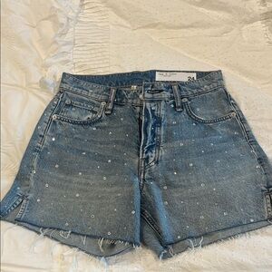 rag & bone Blue Embellished Jean Shorts